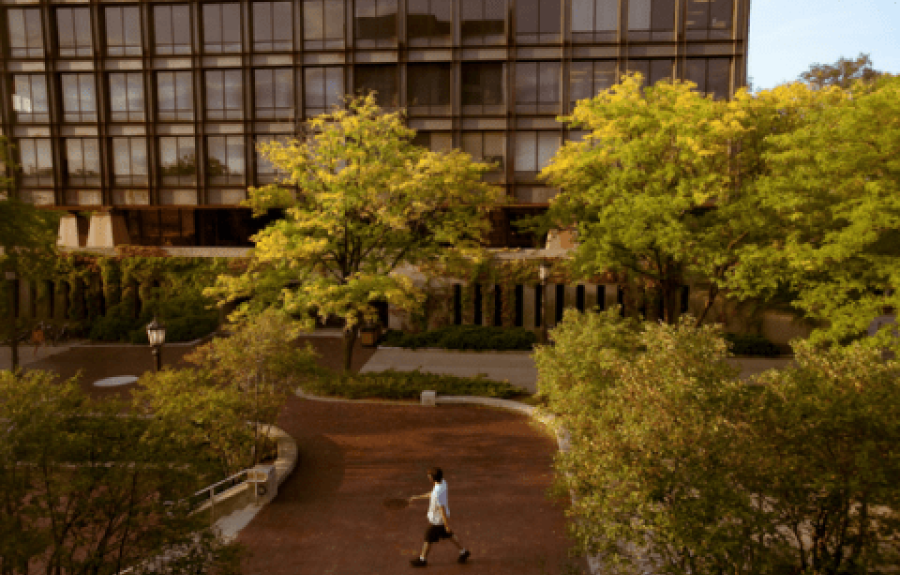 Uris Hall in spring
